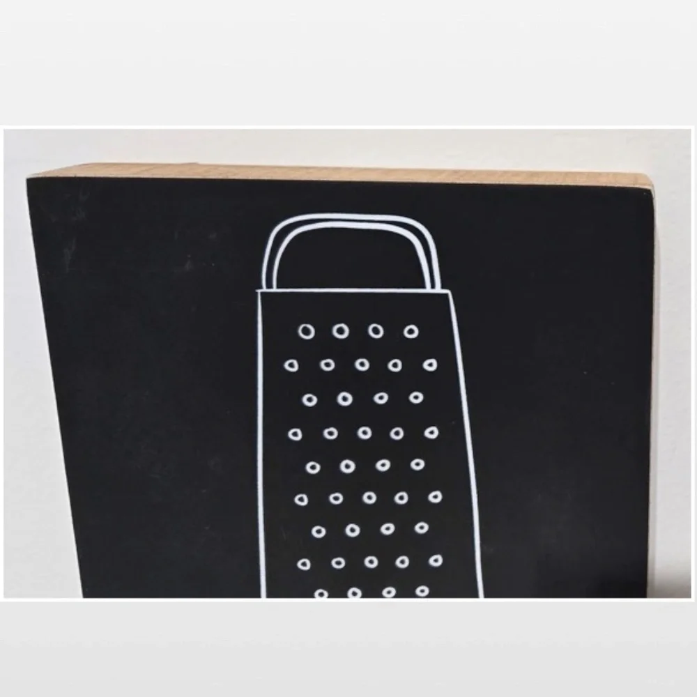 New By Kathy Box Sign Be Grateful Home Décor Black & White Cheese Grater 8X10
